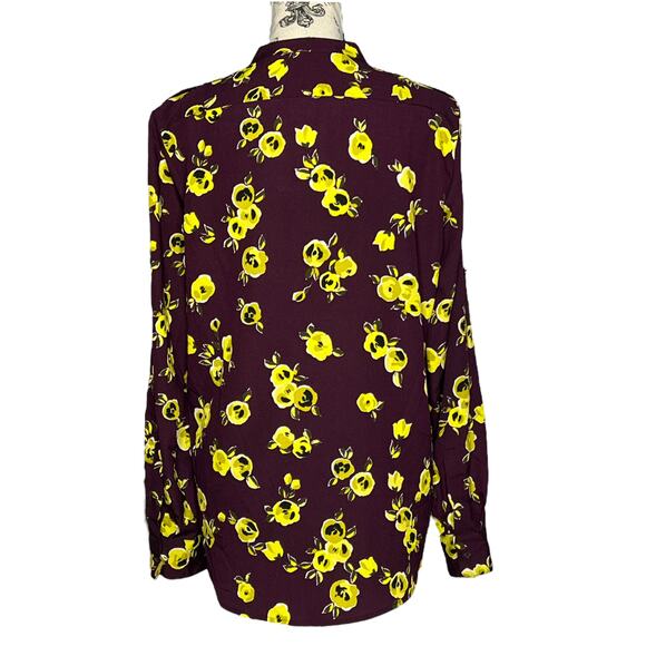 Calvin Klein MEDIUM Printed Roll Tab Sleeve Blouse - Stitch Fix Button Up Top - Picture 6 of 15